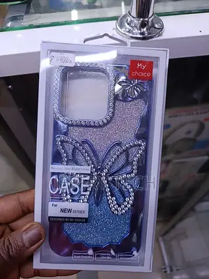 Erams iPhone 14 Pro Max 3d Glitter Butterfly Case With Plated Lens