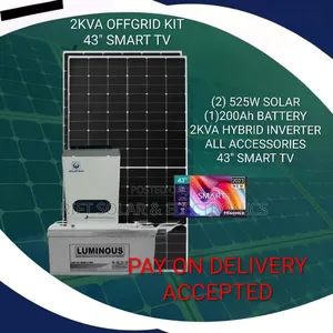 Set 2.0kva Solar Off-Grid(2)525w Solar(1)200ah Battery - 43" Smart Tv