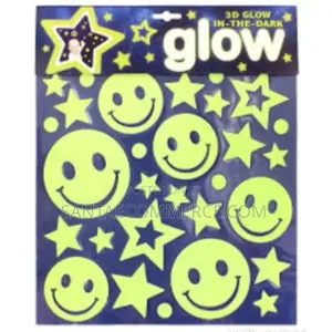 Glow in the Dark Emoji Smiley and Star Wall Stickers