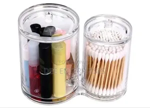 2 in 1 Acrylic Round Cotton Swab Holder/ Makeup Brush Holder