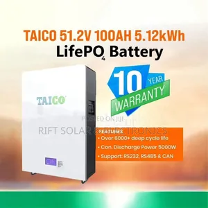 Taico 5.12kwh - 51.2v (100ah)Lifepo4 Lithium Battery 10 Years Warranty