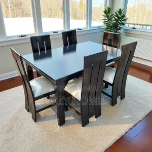 Dining Table Set a Smart Dark Walnut 6 Seater Dining Table Set