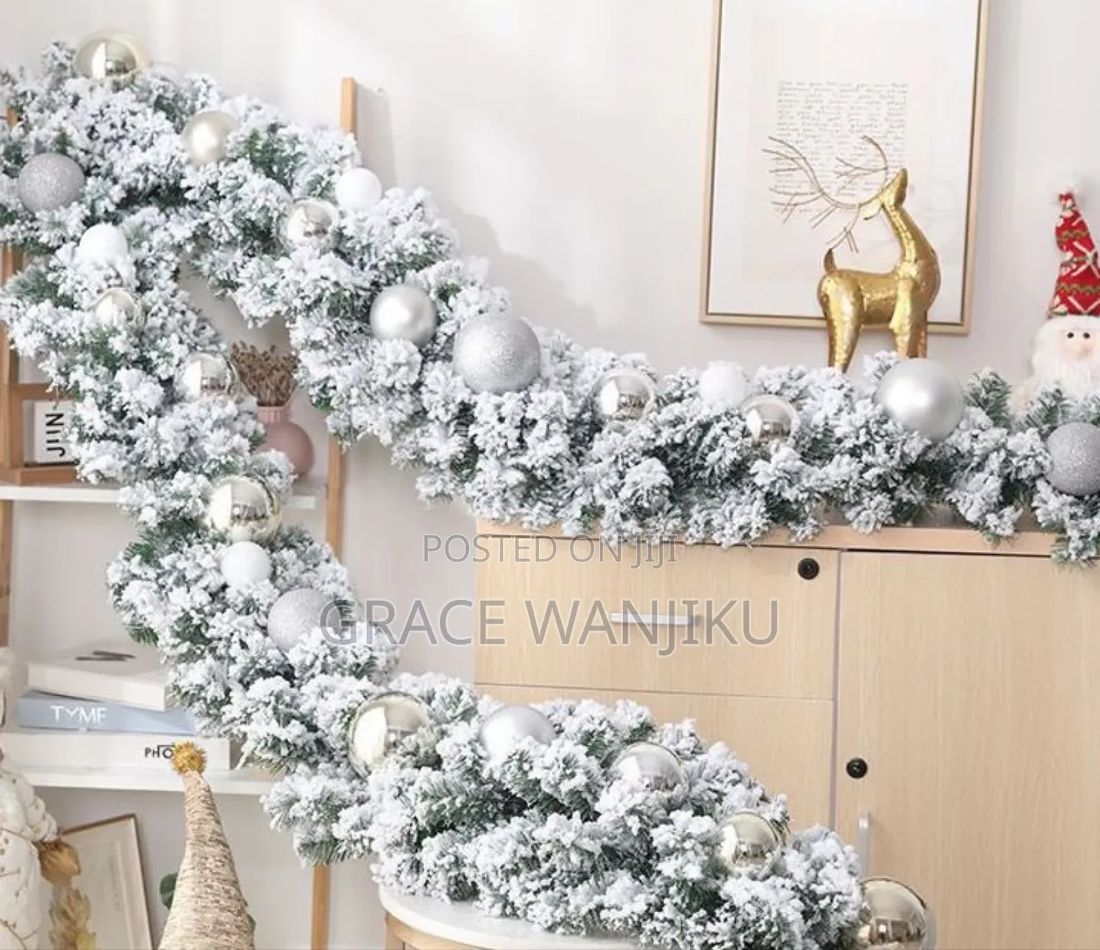 *2.7m Christmas Pine Garland Snow Flocking
