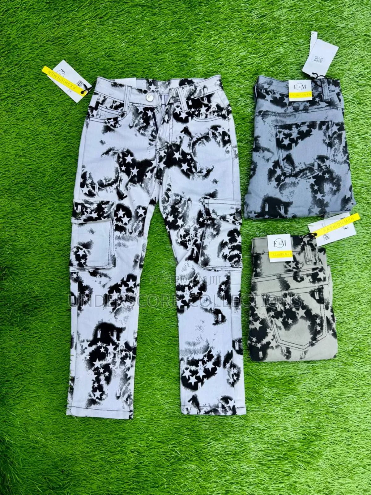 White and Black Cargo Pants