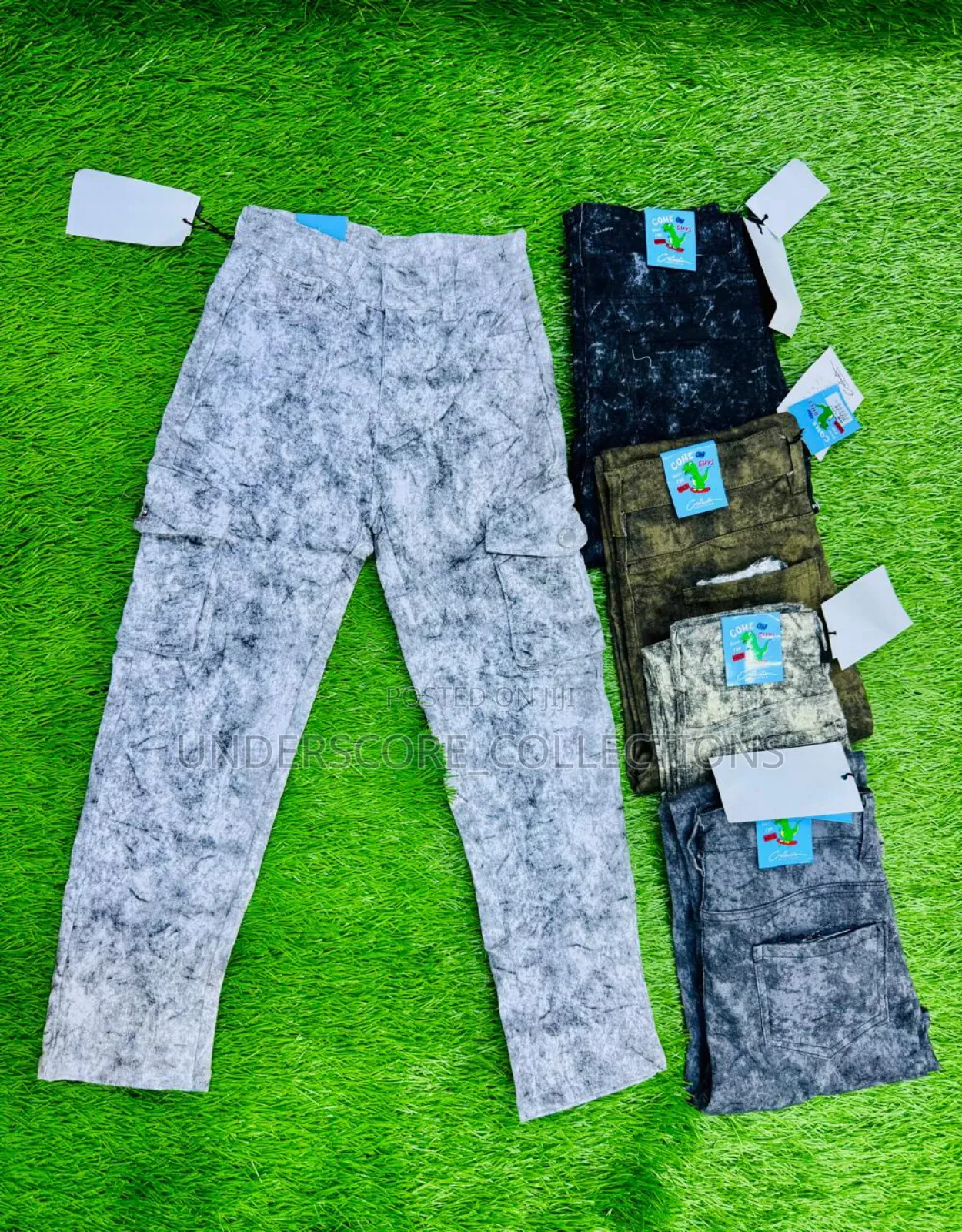 White and Black Cargo Pants
