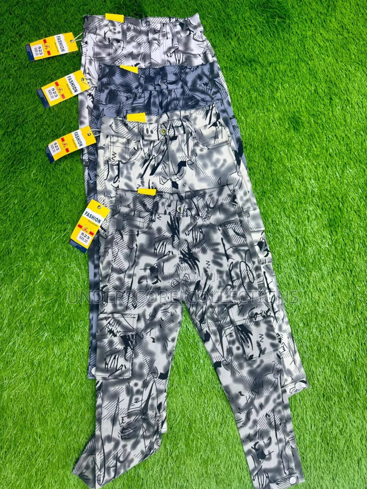White and Black Cargo Pants