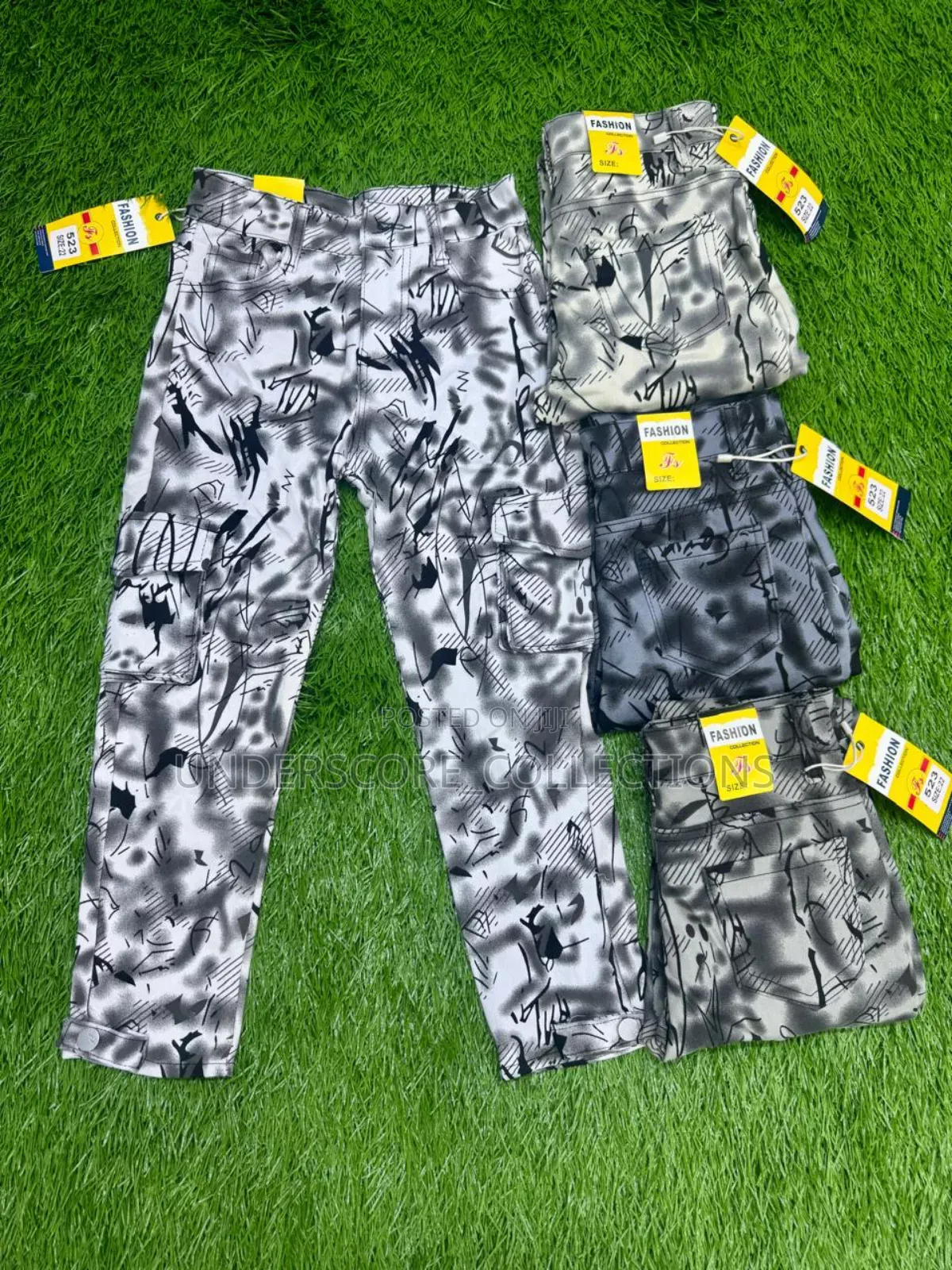 White and Black Cargo Pants