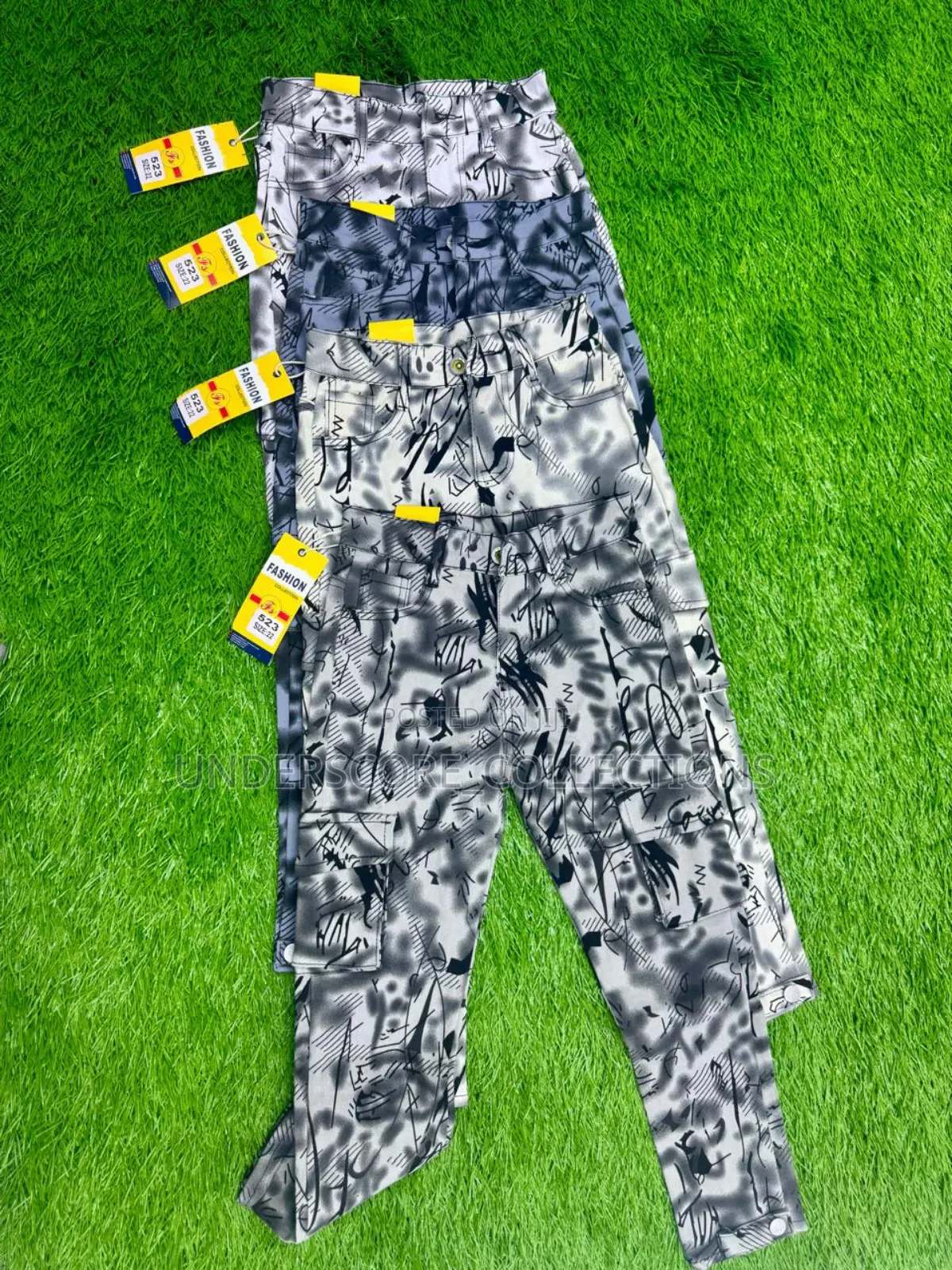 White and Black Cargo Pants