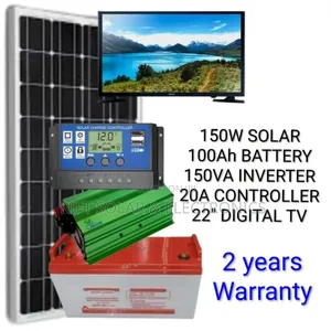 150 Watts Solar Package 22" Digital Tv - 100ah Solar Battery Kit