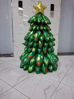 Christmas Tree Made Entirely of Green Foil Balloons