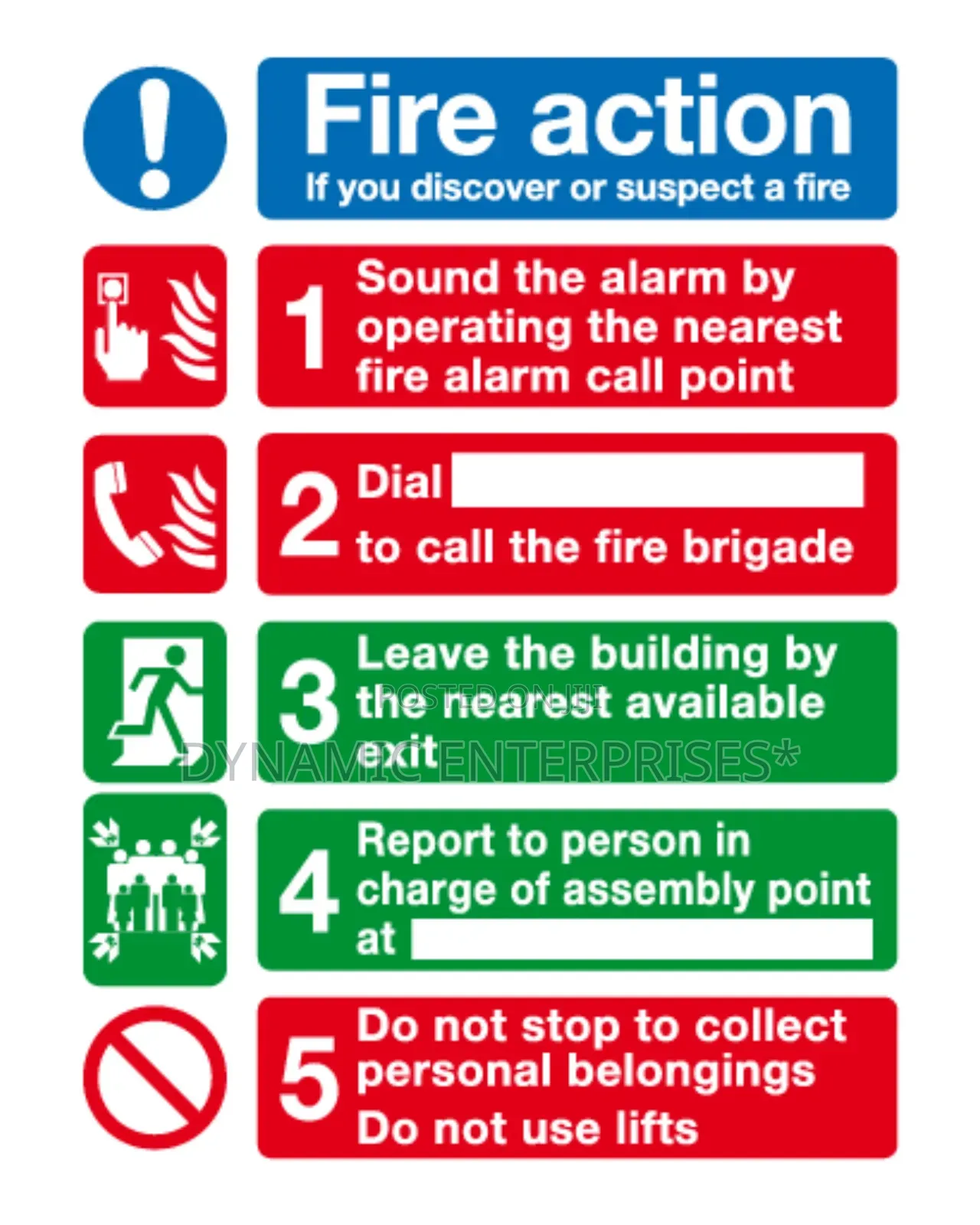 Standard Fire Action Sign