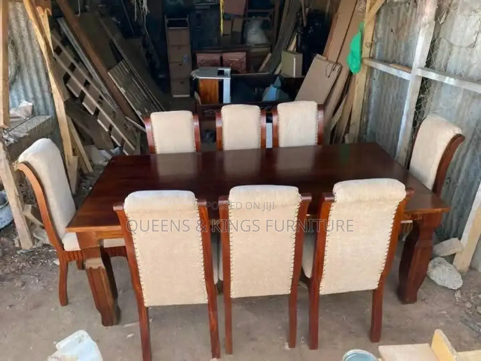 Mahogany Wood Dining Table With 6 Chairs