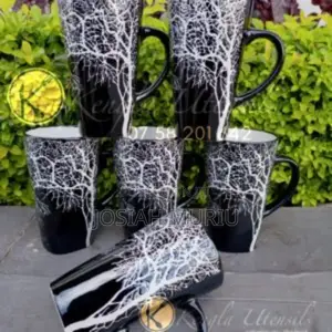 *Set of 6 Black Tree Mugs *