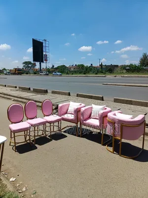 Manicure Seats, 3 for Clients, 3 for Technician, Pink 