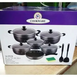 Tc 14 Pieces Non-Stick Black Coated Cooking Pot/Sufuria Set