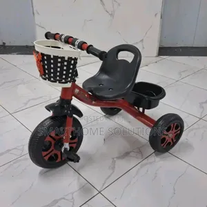 Red Tricycle With Basket And Bell For Kids - Toddler Bike