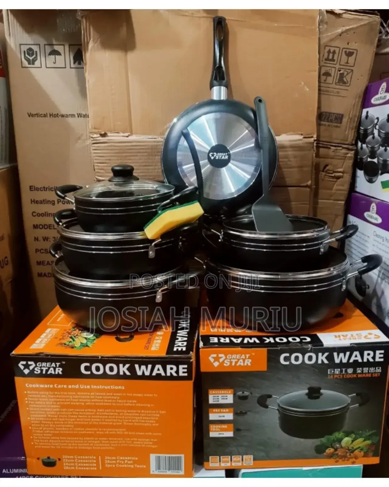 Nonstick Greatstar 14pc Black Cookware Set
