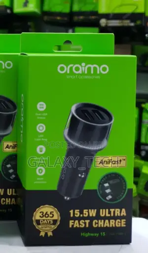 Oraimo Car Charger X93 *15.5w* *With 3-in-1 Cable* Led Light