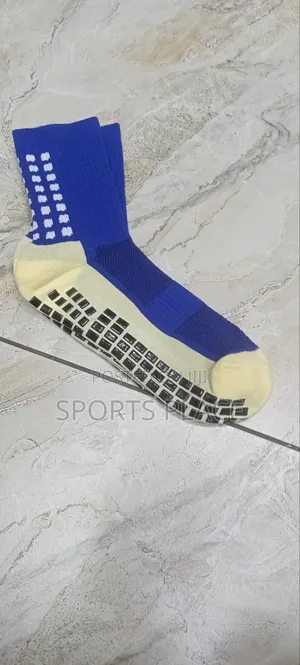Blue Non-Slip Grip Socks Football