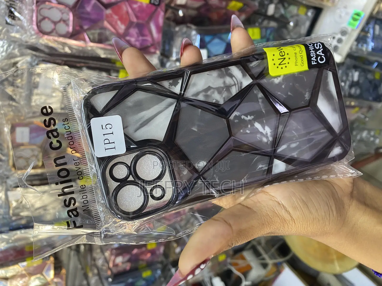 Nifuice Diamond Cut Case for iPhone 15 Geometric Marble Design