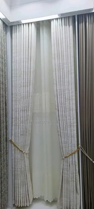 Light Grey Patterned Curtain Available
