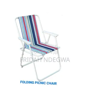 *Folding Picnic Chair With Cabana Strips