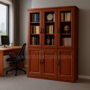 Mahogany Office 3-Door Wooden Cabinet