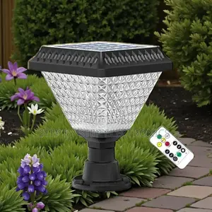 Dusk to Dawn Solar Garden Pillar Gate Light RGB Led Outdoor Decoration