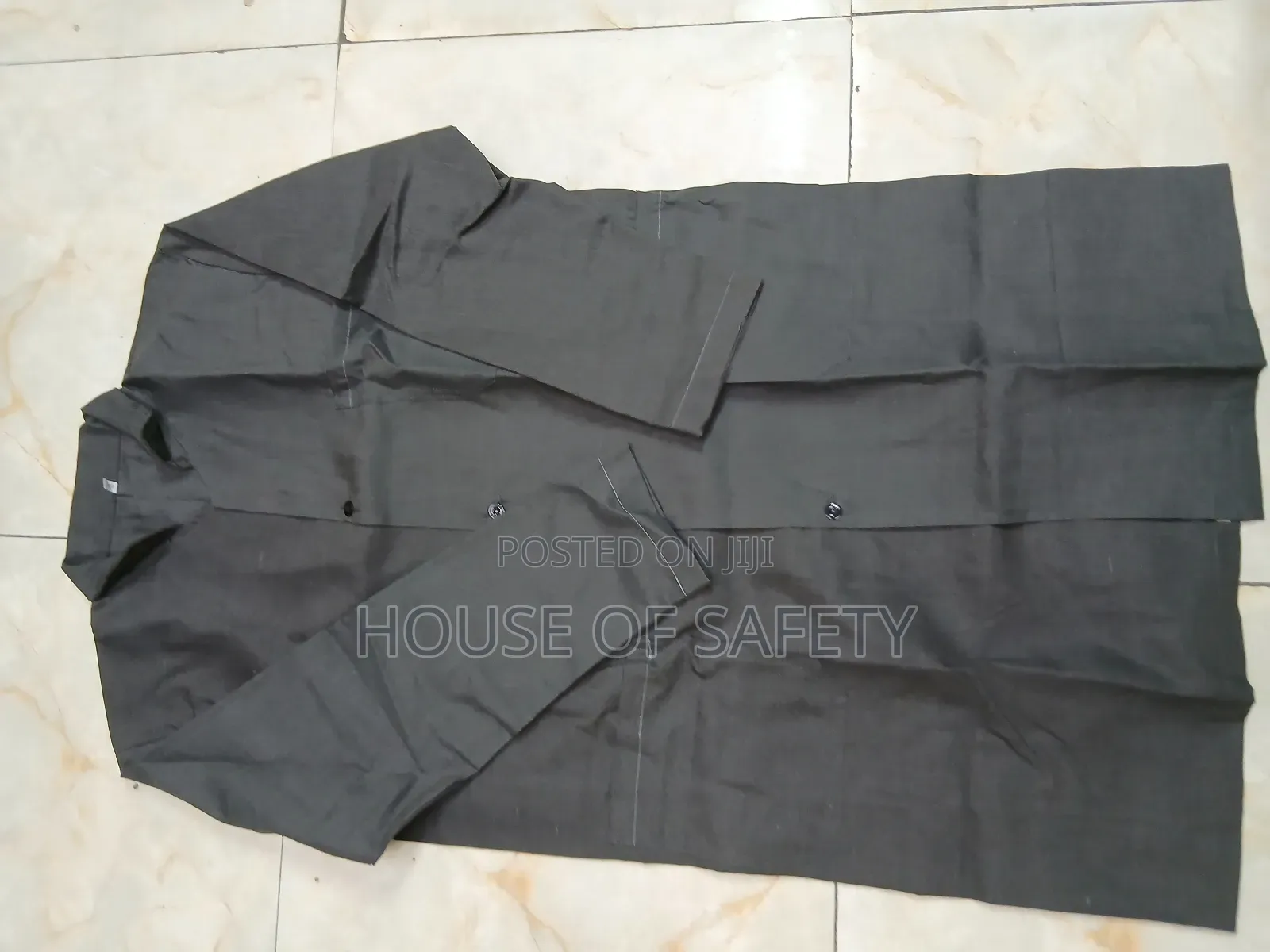 Loosefitting Dark Black Safety Dust Coats