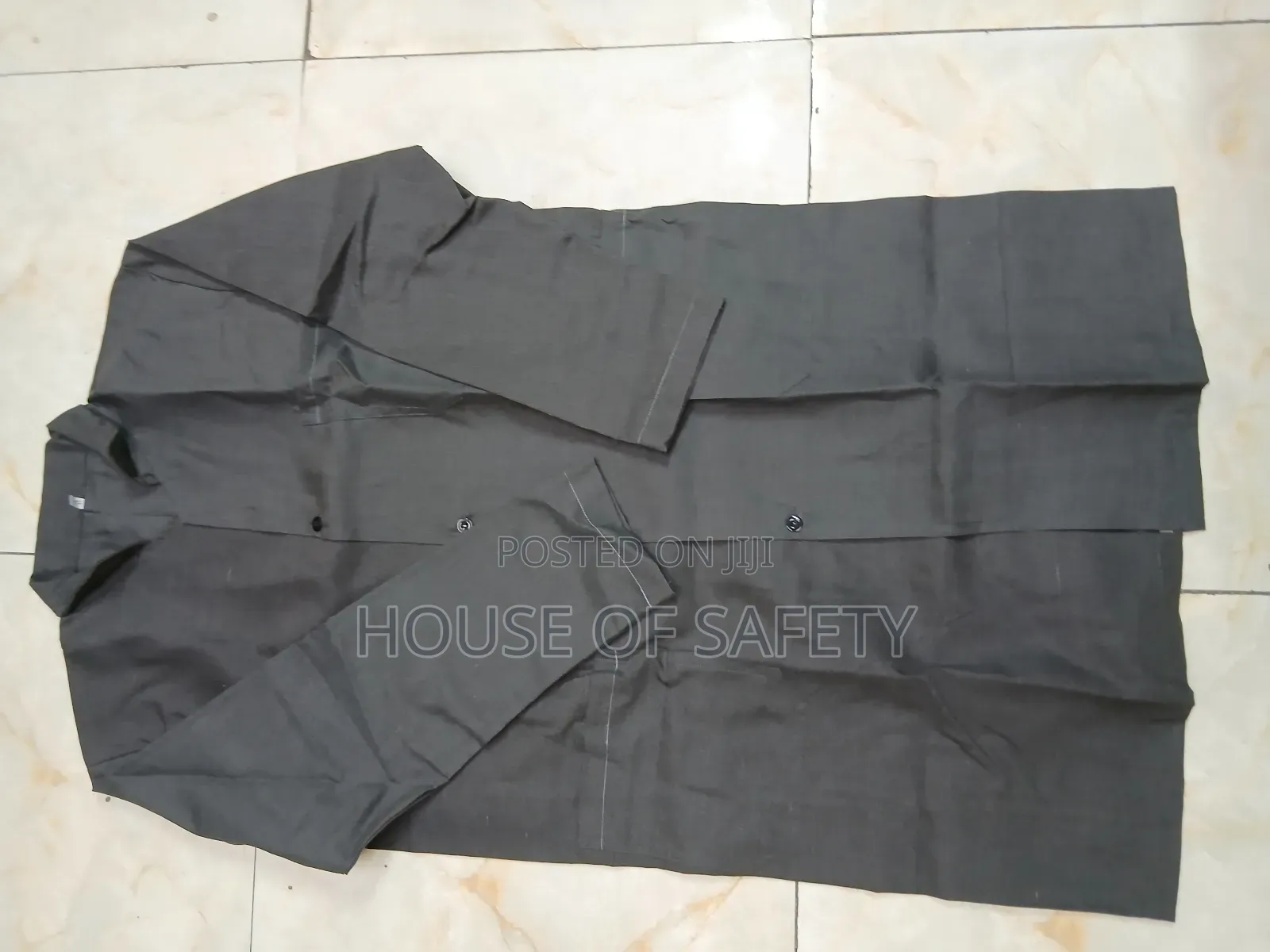 Loosefitting Dark Black Safety Dust Coats