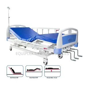 3 Crank Manual Hospital Bed With Mattress, Mackintosh, a Drip Stand