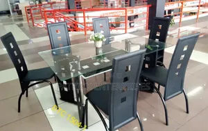 Imported Modern Top Glass Dining Table 6 Seater