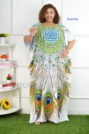 Trendy Peacock Print Dera With Scarf