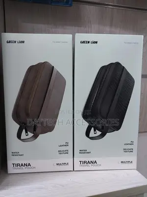 The Green Lion Tirana Travel Pouch in Black and Brown Colors.