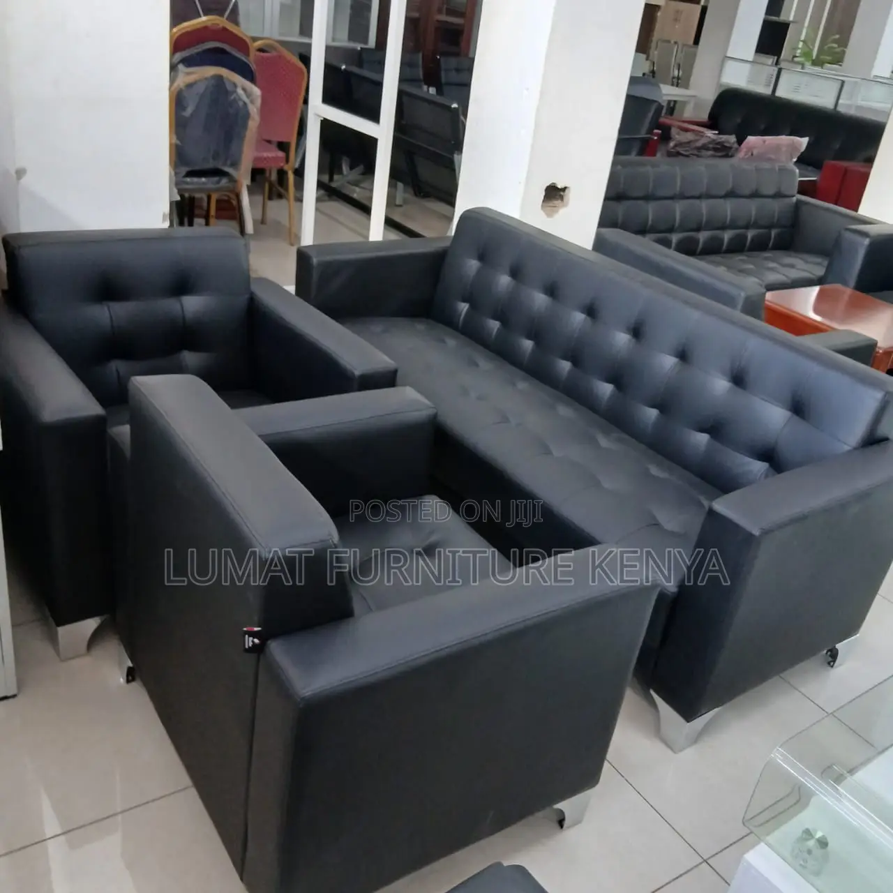 5 Seater Visitors Modern Black Sofa