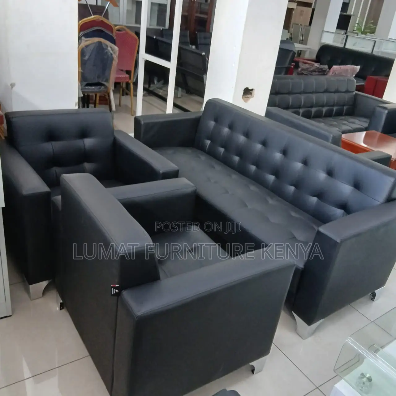 5 Seater Visitors Modern Black Sofa