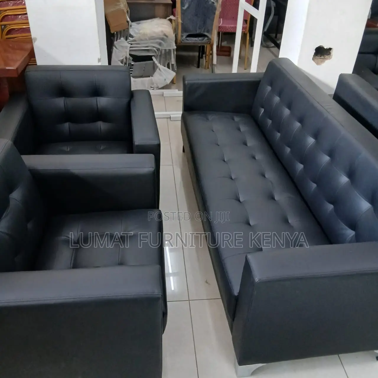 5 Seater Visitors Modern Black Sofa