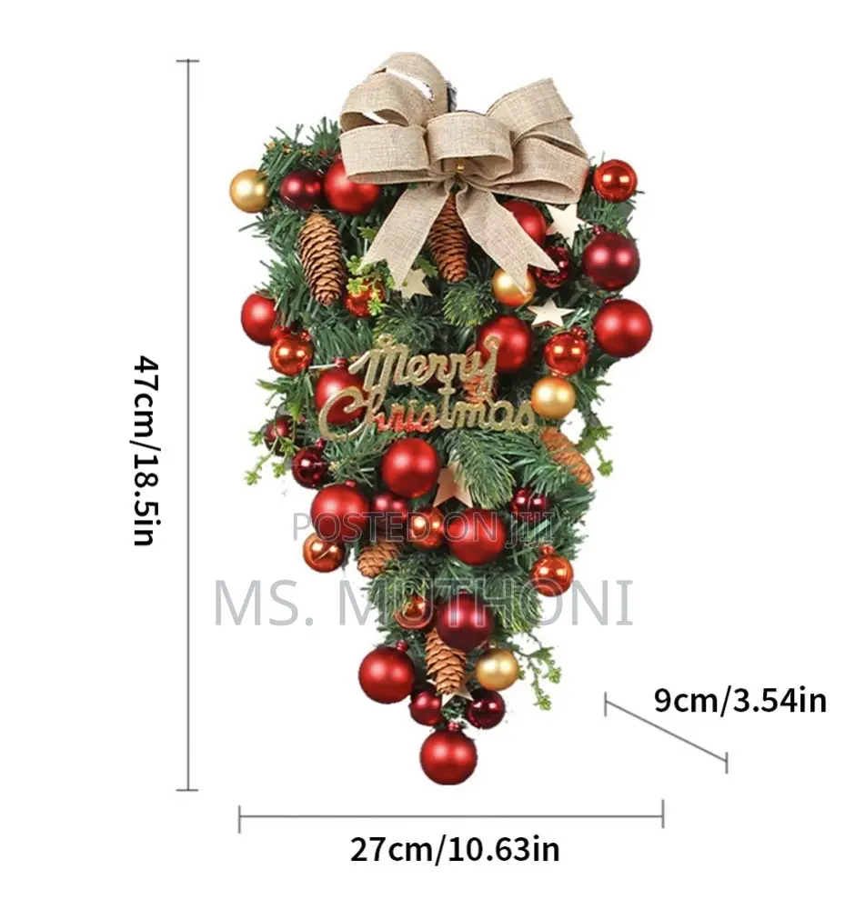 Front Door Hanging Christmas Red Wreath