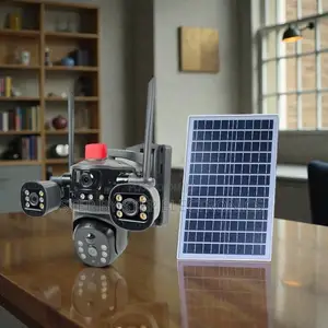 High Quality 4g Solar Camera Multiple Lens Light Alarm Siren Outdoor