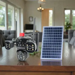 4g Multiple Lens Solar Camera Light Alarm Siren Night Vision Durable