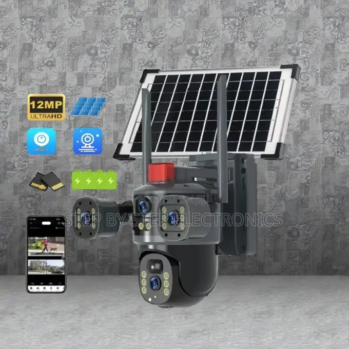4g Solar Camera Multiple Lens Light Alarm Siren Motion Detection