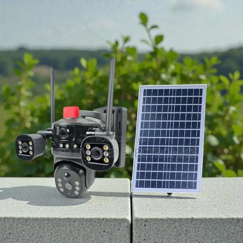 4g Solar Camera Multiple Lens Light Alarm Siren Easy to Install