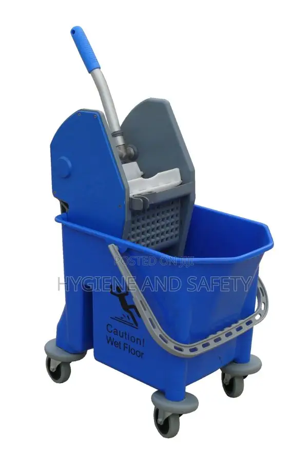 Single Trolley Mop Bucket With Wringer (Blue)
