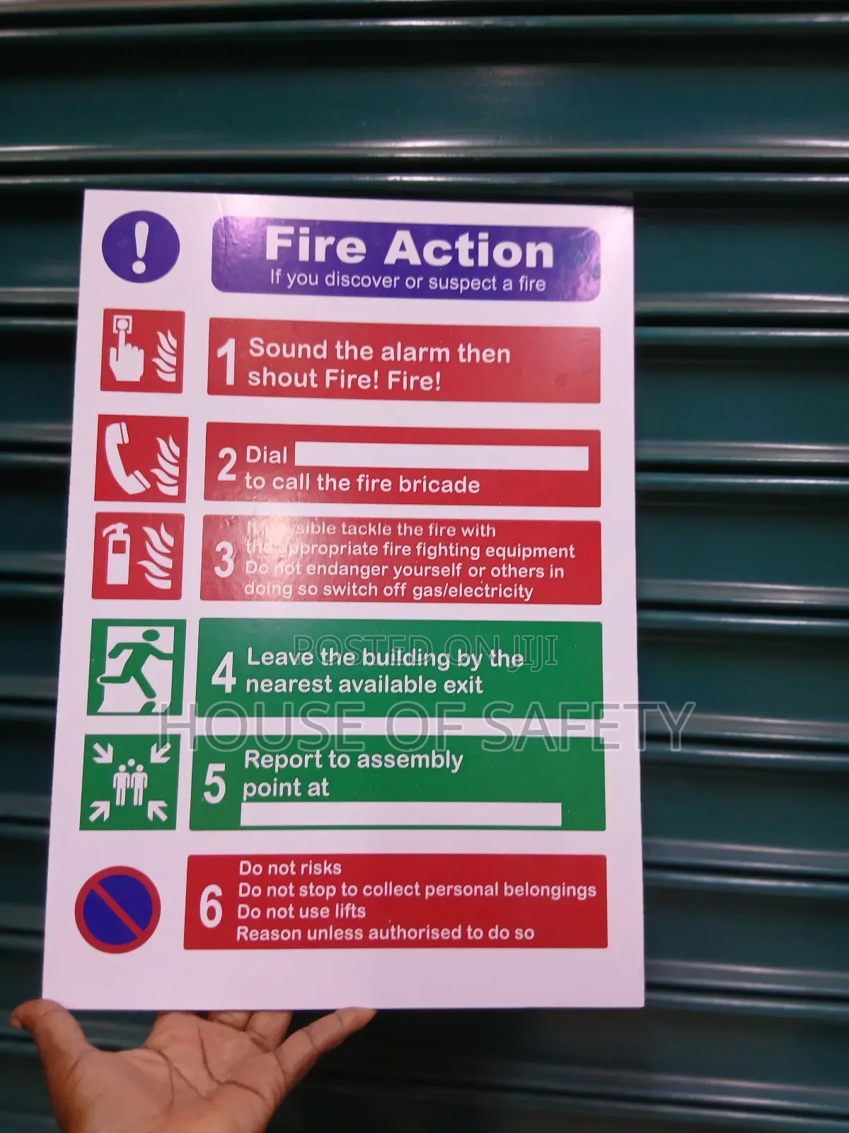 Safety Rectangular Shape Fire Action Signages