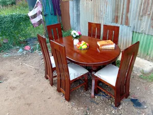 Dining Table, All Wooden Chocolate Brown Dining Table, 6 Seater