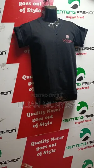 Black Branded B Neck T-Shirt