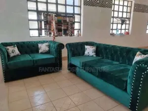5 Seater Emerald Velvet Chester Sofa - Payment on Delivery