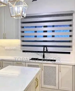 Kitchen Light Grey Zebra Horizontal Blinds