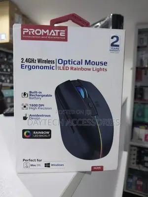 Promate Kitt 2.4ghz Wireless Ergonomic Optical Mouse.