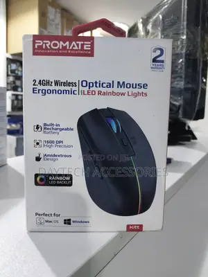Promate Sleek Wireless Rechargeable Mouse (Kitt) - Adjustable 1600 Dpi